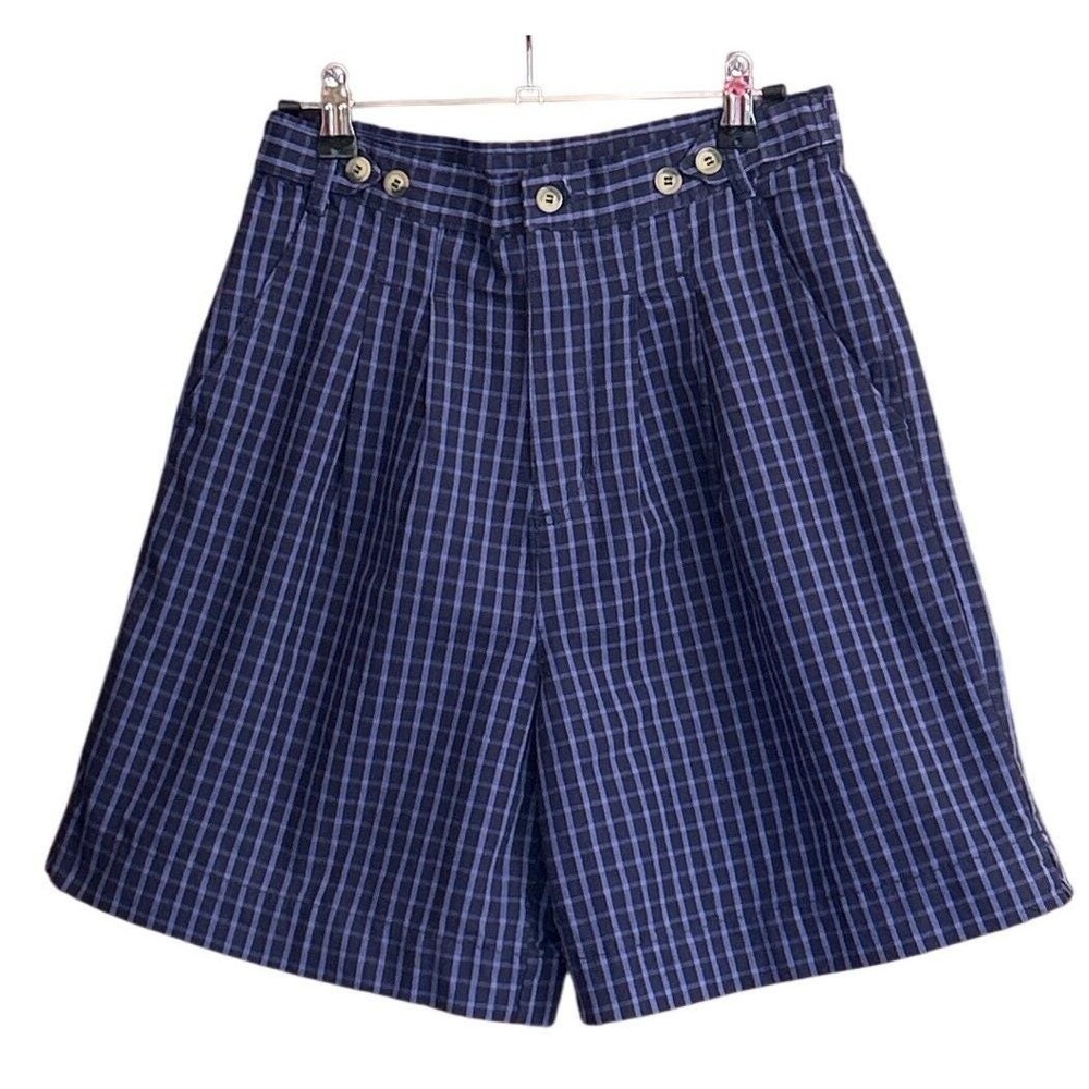 Vintage 90s White Stag Plaid Pleated Shorts Dark Academia Preppy, Grandmacore
